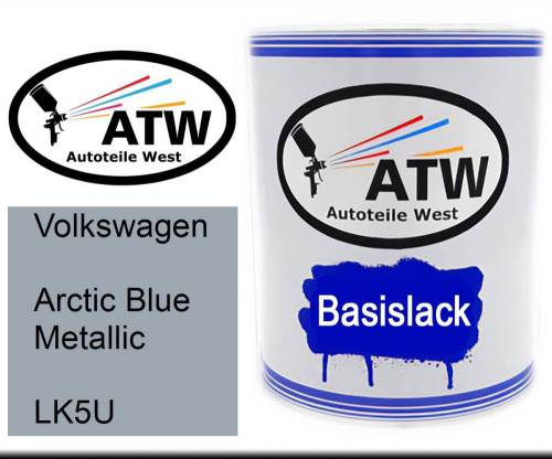 Volkswagen, Arctic Blue Metallic, LK5U: 1L Lackdose, von ATW Autoteile West.